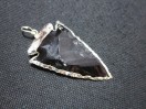 Black obsidian silver electro plated arrowhead pendant