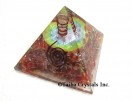 Red Cornelian Orgone pyramid with flower of life