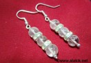 3 Crystal quartz bead with Diamond ring Earring