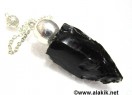 Black Obsidian Raw Silver Modular Pendulum