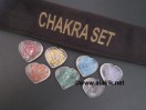 Crystal Quartz Engrave Chakra Colourful  heart set with velvet purse