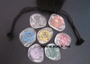 Crystal Quartz Engrave Chakra Colourful palmstone set with pouch