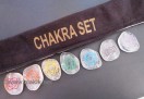 Crystal Quartz Engrave Chakra Colourful  palmstone set with velvet purse