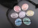 Crystal Quartz Engrave chakra Colourful  Oval set with pouch