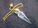 Crystal Quartz Facetted Golden Modular Pendulum