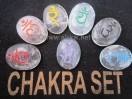 Crystal Quartz chakra Colour Sanskrit Oval Set with velvet purse