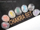 Crystal Quartz chakra Colour Sanskrit palmstone Set with velvet purse