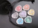 Crystal quartz Engrave Chakra Colourful  heart set with pouch
