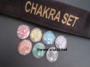 Crystal quartz Engrave Chakra Colourful  oval Set with velvet purse