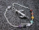 Facetted Crystal Ball with Chakra Silver Chain Pendulum