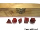 Red Jasper 5pcs Geometry set with Wooden box