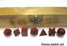 Red Jasper 7pcs geometry set with wooden box