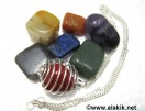 Silver Chakra tumble cage necklace set