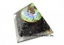 Black Touramline Orgone pyramid with flower of life