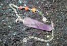 Amethyst obelisk pendulum with chakra chain