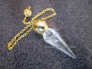 Crystal Quartz Facetted Golden Modular Pendulum
