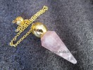 Rose Quartz Golden Facetted Modular Pendulum