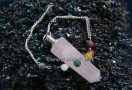 Rose quartz obelisk pendulum with chakra chain